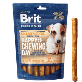 Колагеново лакомство за кучета Brit Premium by Nature Collagen Chews Sticks пръчици от колаген и фъстъчено масло